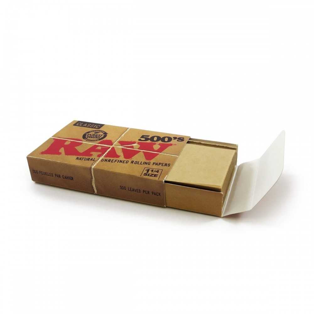 Raw 500's Classic 1 1/4 (500 pieces) RAW Rolling sheet
