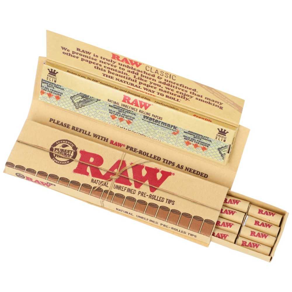 Raw Slim Connoisseur + Punte Pre-rollate RAW Foglio di laminazione